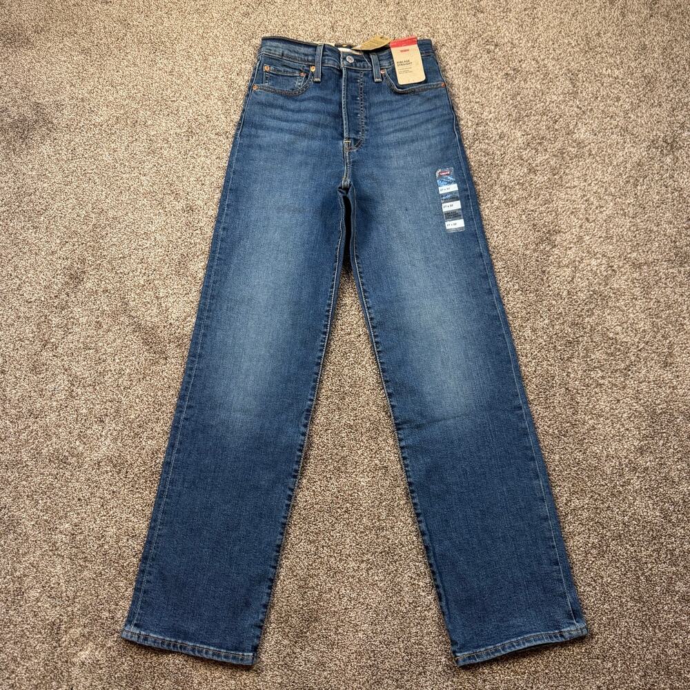 Levi's Ribcage Straight Jeans Full Length NWT 27x32 Women's Button Fly High Rise